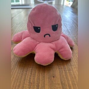 Octopus TeeTurtle Moody Happy Angry Reversible Pink Yellow Plush Small 5 Inch